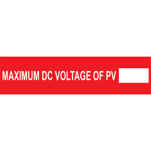 4x1, Maximum DC Voltage, Plastic Solar Labels, PV-436