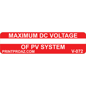 4x1 Maximum DC Voltage, Vinyl Decal, V-072