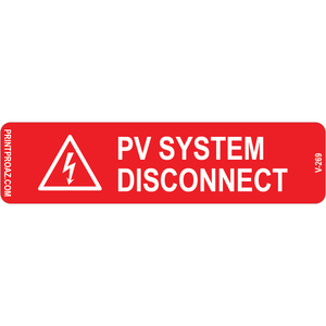 4x1 PV System Disconnect, Vinyl Decal Solar Labels, V-269