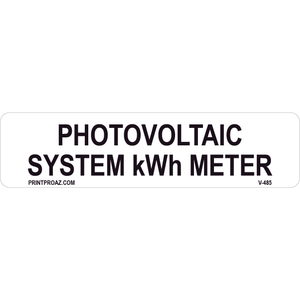 4x1 Photovoltaic System kWh Meter, Decal Solar Labels, V-485