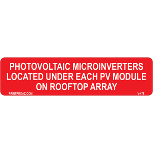 4x1 Solar Label, Vinyl Decal Solar Labels, V-478
