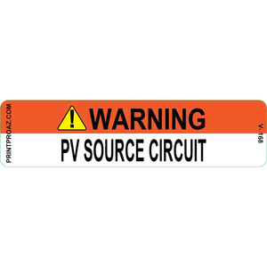 4x1 WARNING PV SOURCE CIRCUIT Vinyl Decal, V-168
