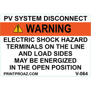 4x2.75, PV System Disconnect, Vinyl Decal, V-064