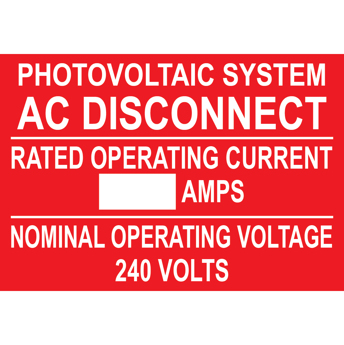 4x2.75, Photovoltaic System AC disconnect, Plastic Solar Labels, PV-400