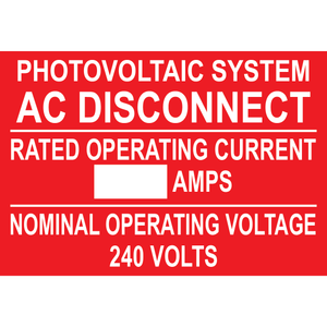 4x2.75, Photovoltaic System AC disconnect, Plastic Solar Labels, PV-400
