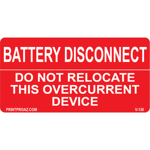 4x2 BATTERY DISCONNECT, Vinyl Decal, V-130
