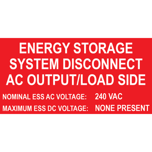 4x2, Custom Energy Storage System Disconnect, Plastic Solar Labels, PV-426