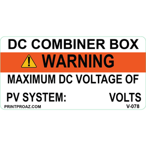 4x2 DC Combiner Box, Vinyl Decal, V-078