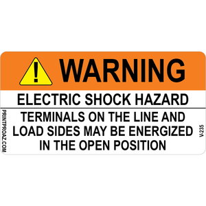 4x2 Electric Shock Hazard, Vinyl Decal, V-235