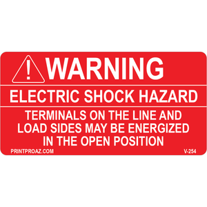 4x2 Electric Shock Hazard, Vinyl Decal Solar Labels, V-254