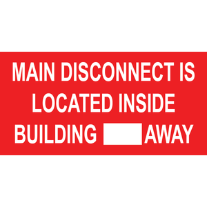 4x2 Main Disconnect, Plastic Solar Labels, PV-556