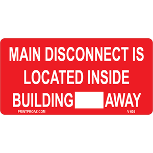 4x2 Main Disconnect, Vinyl Solar Labels, V-605