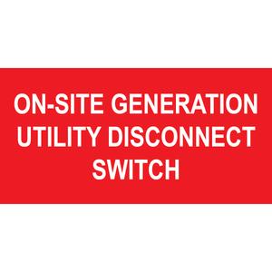 4x2, On-site Generation Utility Disconnect Switch, Plastic Solar Labels, PV-393
