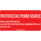 4x2 Warning PV Power Source Installing Contractor, Vinyl Solar Labels, V-601