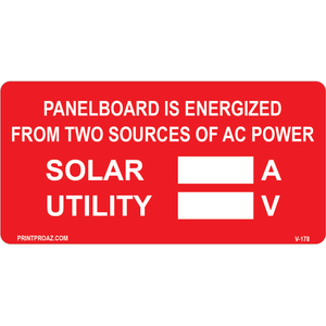 4x2 PANELBOARD IS ENERGIZED, Vinyl Decal, V-178