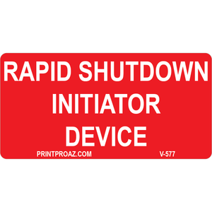 4x2 Rapid Shutdown Initiator Device, Decal Solar Labels, V-577