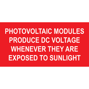4x2, Solar Placard, Plastic Solar Labels, PV-388