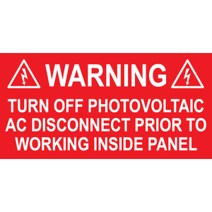 4x2, Solar Warning Placard, Plastic Solar Labels, PV-374