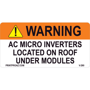 4x2 Solar Warning Sign, Vinyl Decal Solar Labels, V-290