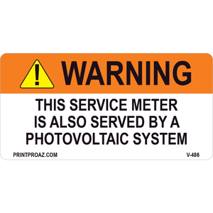 4x2 Solar Warning Sign, Vinyl Decal Solar Labels, V-486
