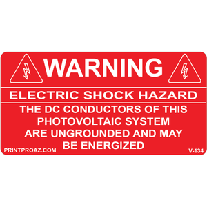 4x2 WARNING ELECTRIC SHOCK HAZARD, Vinyl Decal, V-134