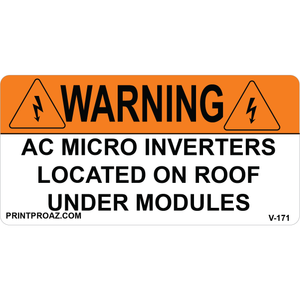 4x2 WARNING AC MICRO INVERTERS, Vinyl Decal, V-171