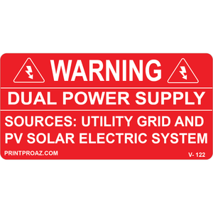 4x2 WARNING DUAL POWER SUPPLY, Vinyl Decal,  V-122