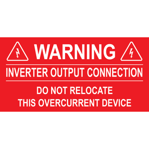 4x2, Warning Inverter Output Connection, Plastic Solar Labels, PV-330
