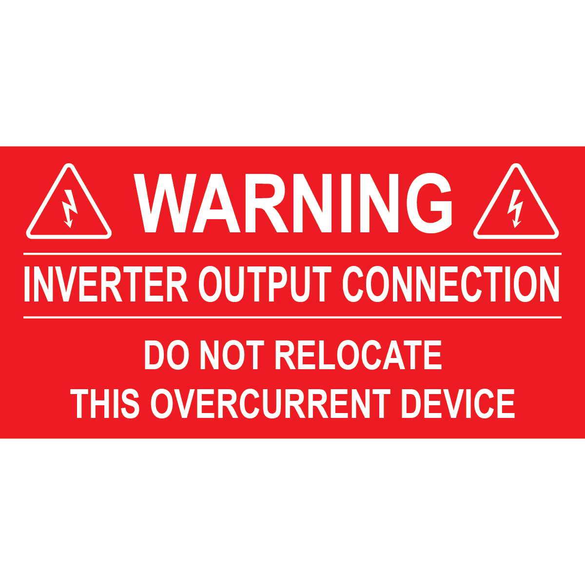 4x2, Warning Inverter Output Connection, Plastic Solar Labels, PV-330
