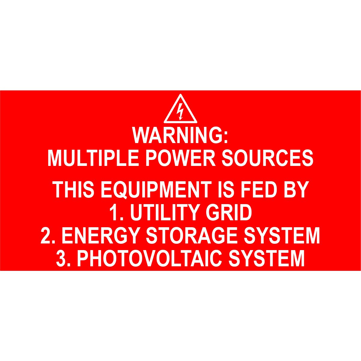 4x2 Warning Multiple Power Source, Plastic Solar Labels, PV-570