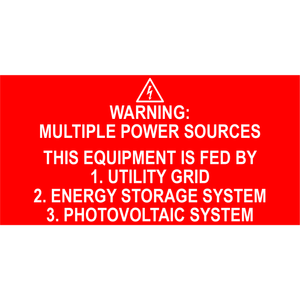 4x2 Warning Multiple Power Source, Plastic Solar Labels, PV-570