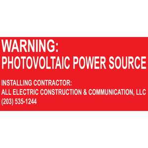 4x2 Warning PV Power Source (per IFC), Plastic Solar Labels, PV-546