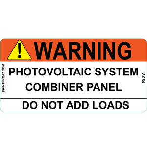 4x2 Warning Photovoltaic System, Vinyl Decal, V-054