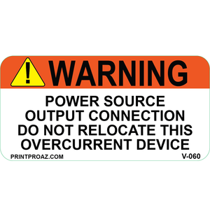4x2, Warning Power Source, Vinyl Decal, V-060