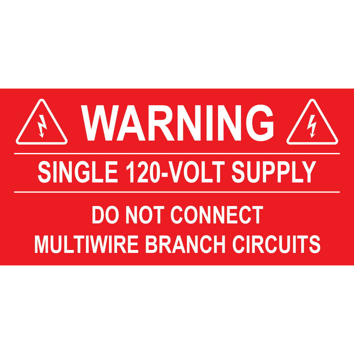 4x2, Warning Single 120-volt Supply, Plastic Solar Labels, PV-331