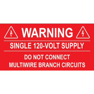 4x2, Warning Single 120-volt Supply, Plastic Solar Labels, PV-331