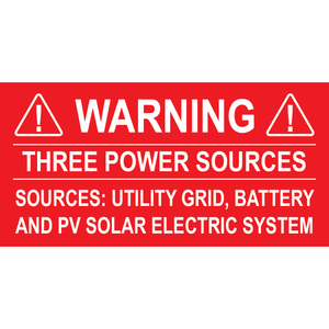 4x2, Warning Three Power Sources, Plastic Solar Labels, PV-336