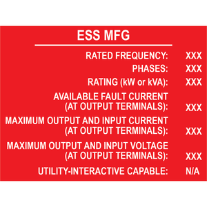 4x3, Custom ESS MFG, Plastic Solar Labels, PV-395