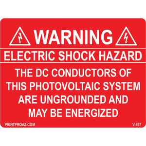 4x3 Electric Shock Hazard, Vinyl Decal Solar Labels, V-467