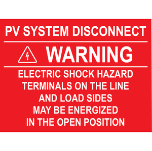 4x3, PV System Disconnect, Plastic Solar Labels, PV-469