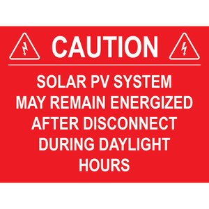 4x3, Solar Caution Placard, Plastic Solar Labels, PV-326
