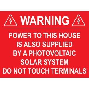 4x3, Solar Warning Placard, Plastic Solar Labels, PV-325