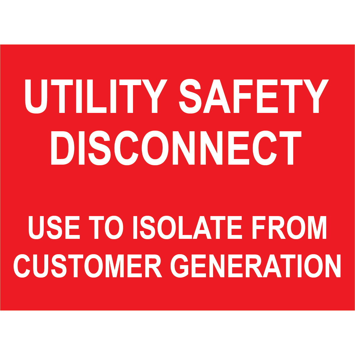 4x3, Utility Safety Disconnect, Plastic Solar Labels, PV-392