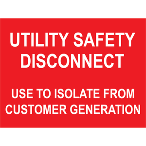4x3, Utility Safety Disconnect, Plastic Solar Labels, PV-392