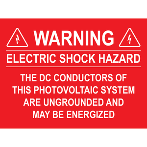 4x3, Warning Electric Shock Hazard, Plastic Solar Labels, PV-323