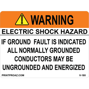 4x3 WARNING ELECTRIC SHOCK HAZARD, Vinyl Decal, V-180
