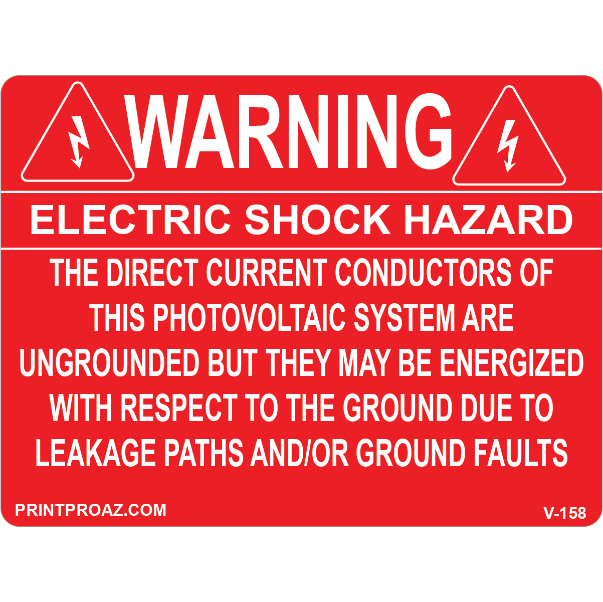 4x3 WARNING ELECTRIC SHOCK HAZARD, Vinyl Decal, V-158