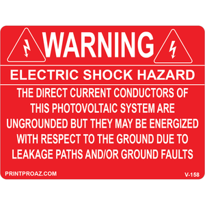 4x3 WARNING ELECTRIC SHOCK HAZARD, Vinyl Decal, V-158