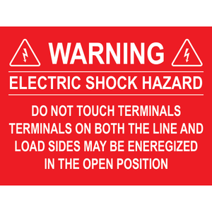 4x3, Warning Electrical Shock Hazard, Plastic Solar Labels, PV-319