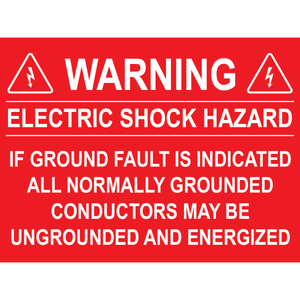 4x3, Warning Electrical Shock Hazard, Plastic Solar Labels, PV-320